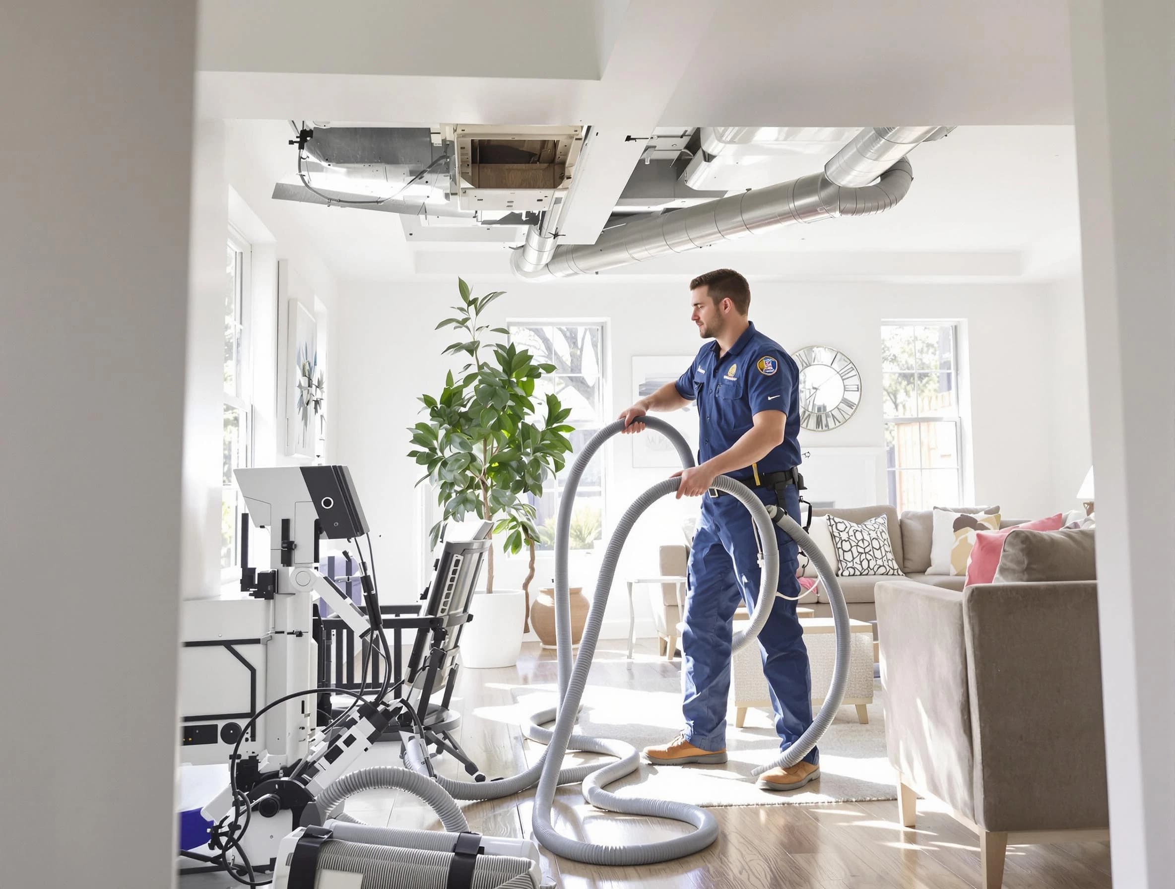 Guadalupe Air Duct Cleaning technician performing thorough AC duct cleaning for enhanced cooling efficiency in Guadalupe