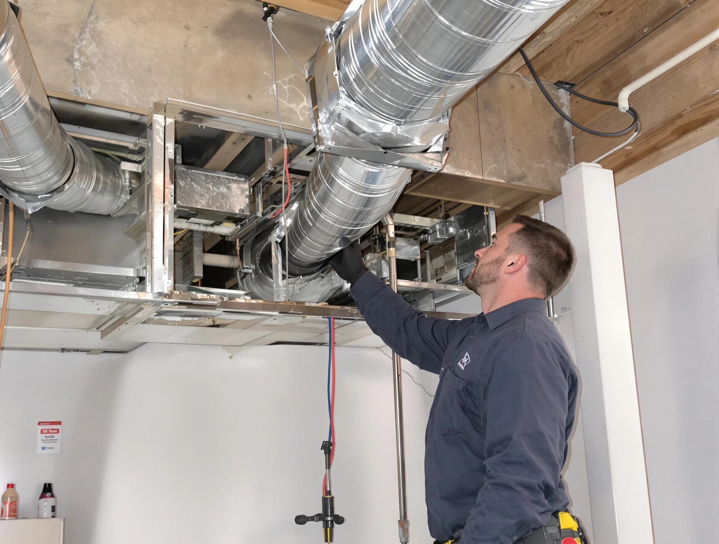 Guadalupe Air Duct Cleaning technician performing professional air duct repair using specialized tools in Guadalupe