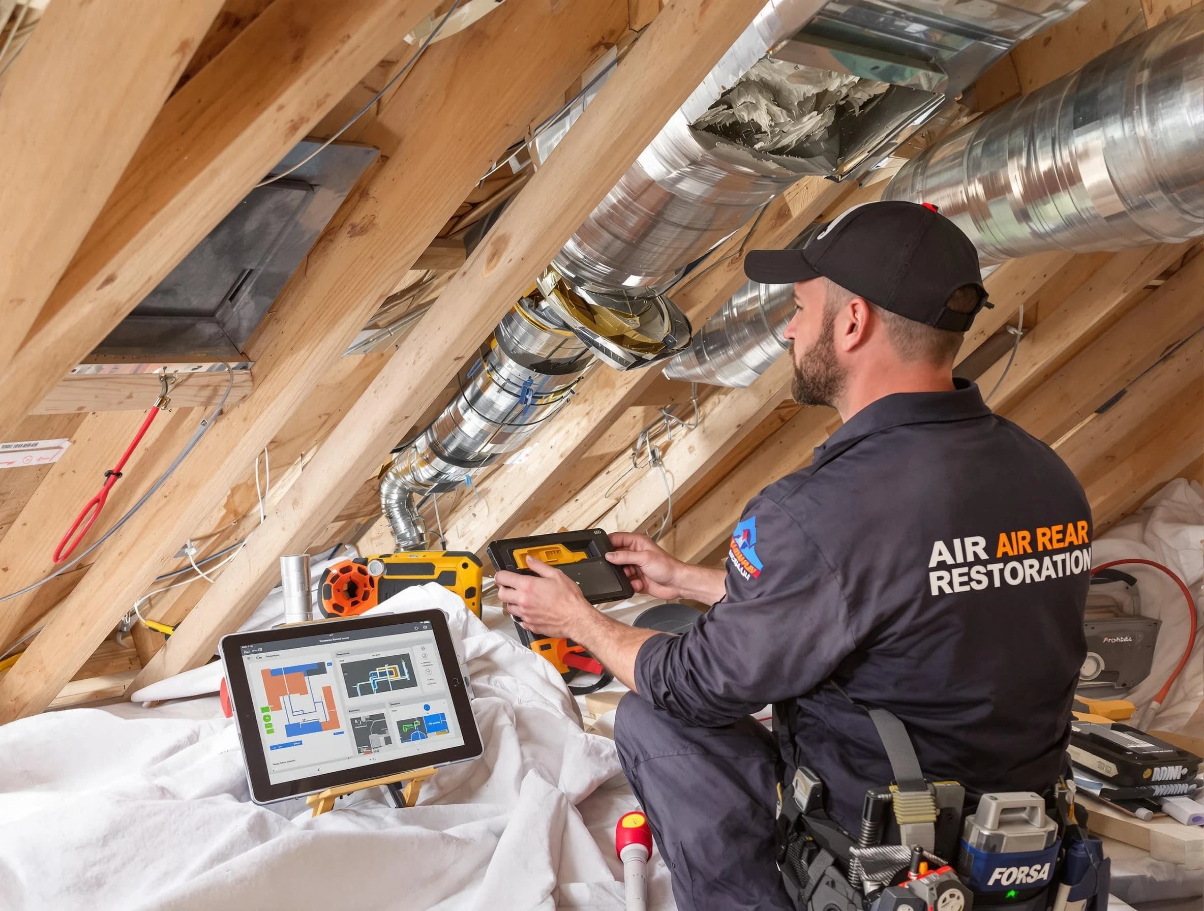 Guadalupe Air Duct Cleaning technician performing precise duct repair work in Guadalupe