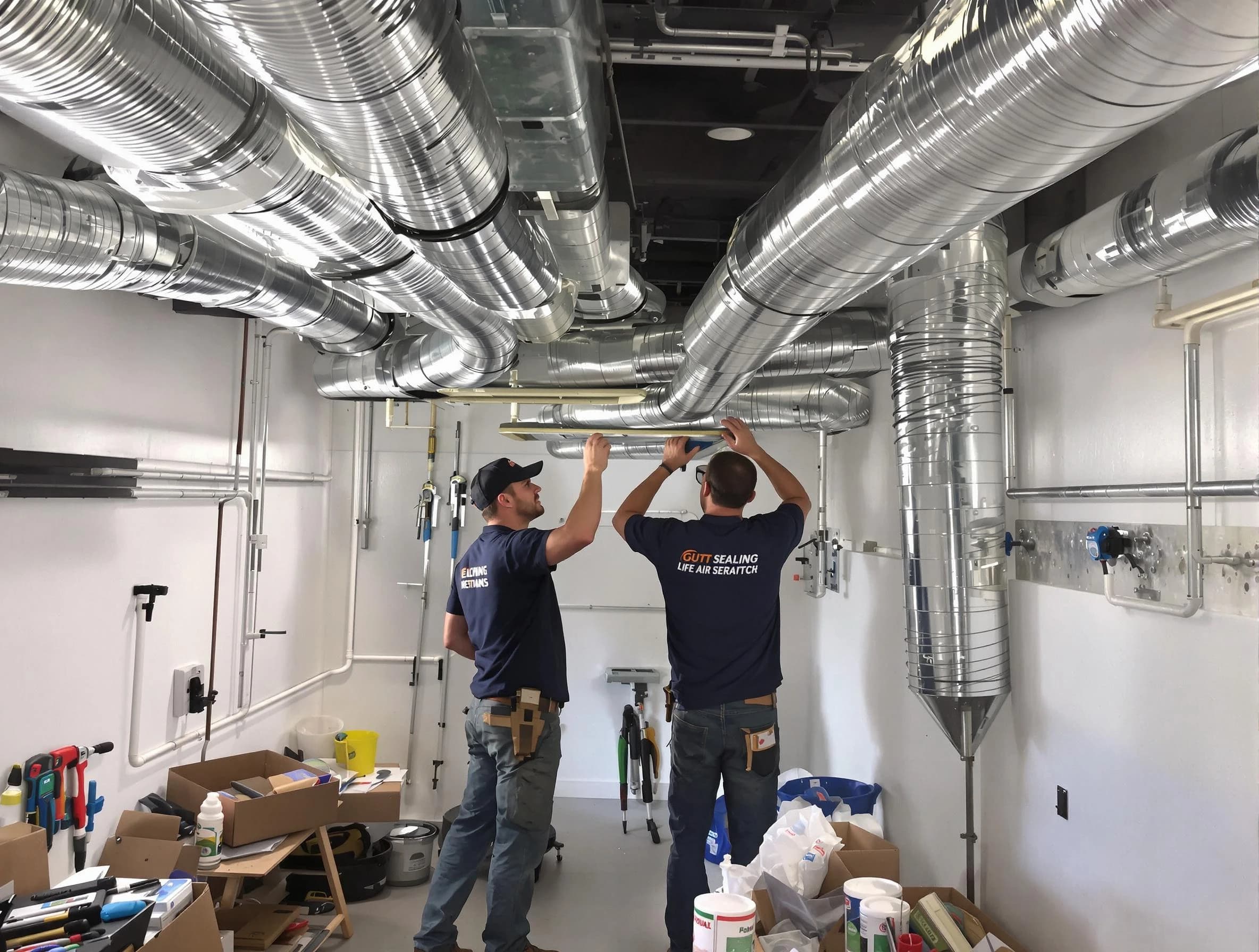 Guadalupe Air Duct Cleaning technician applying professional duct sealing solutions in Guadalupe
