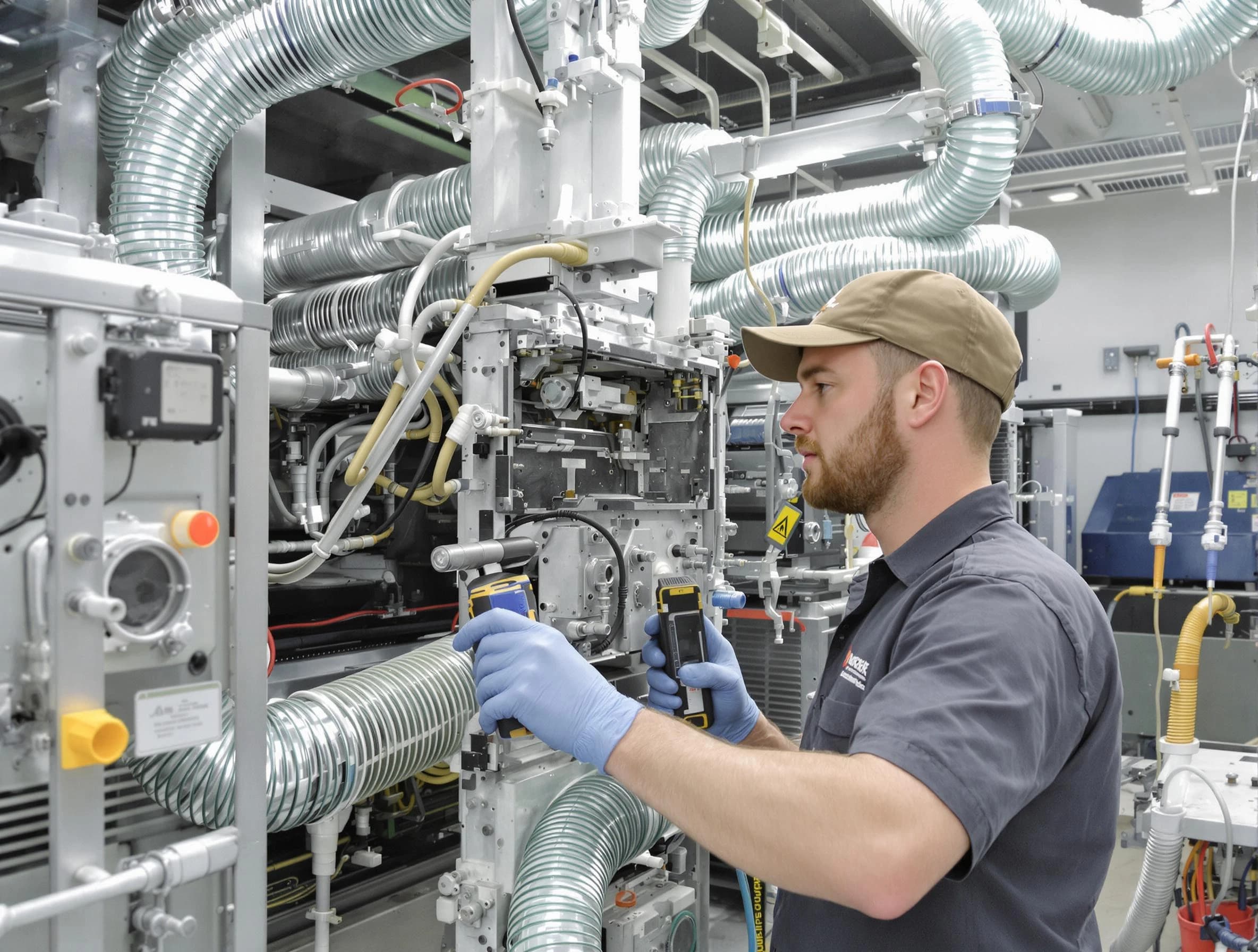 Guadalupe Air Duct Cleaning technician performing precision commercial coil cleaning at a business facility in Guadalupe