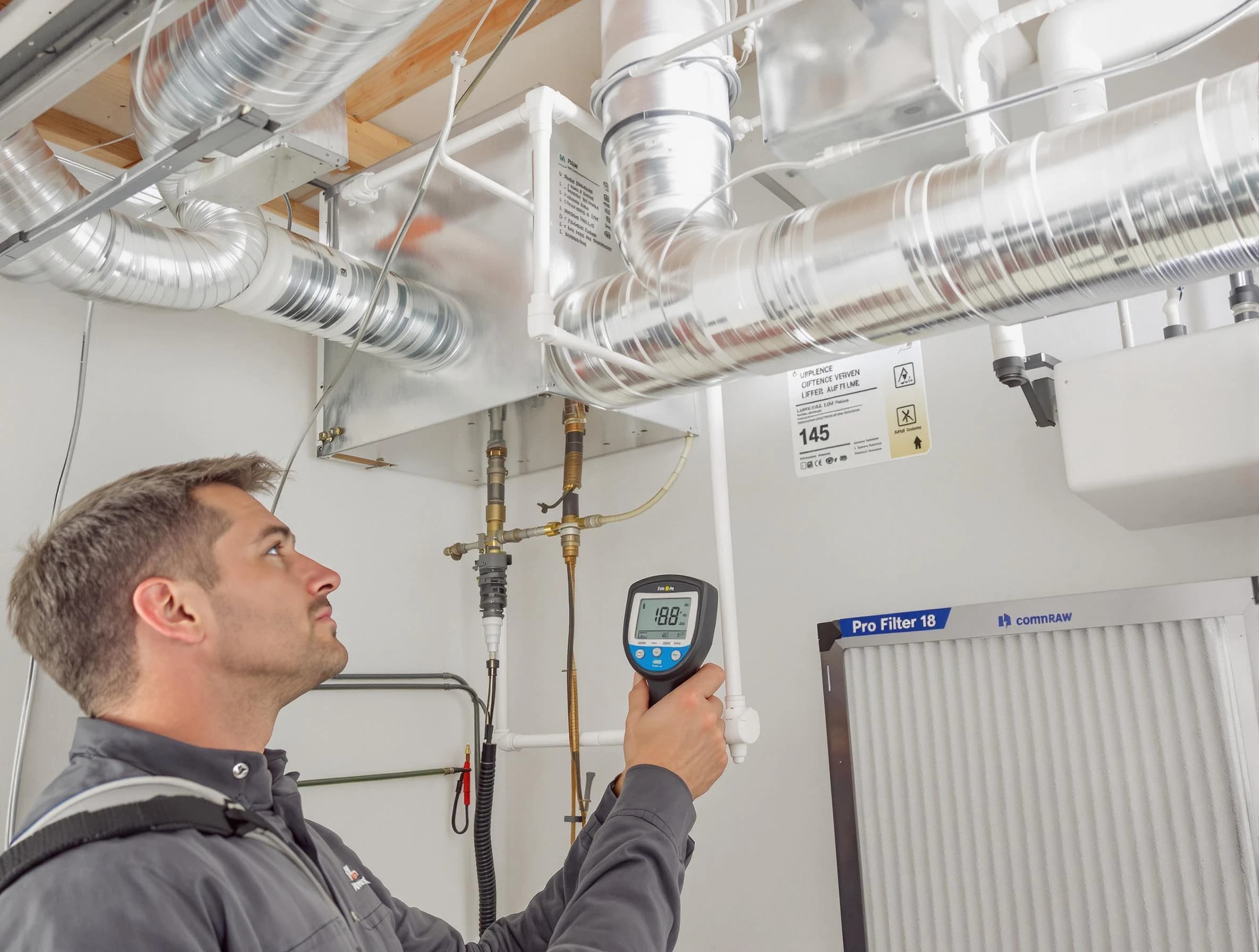 Guadalupe Air Duct Cleaning expert conducting detailed filter system inspection using diagnostic tools in Guadalupe