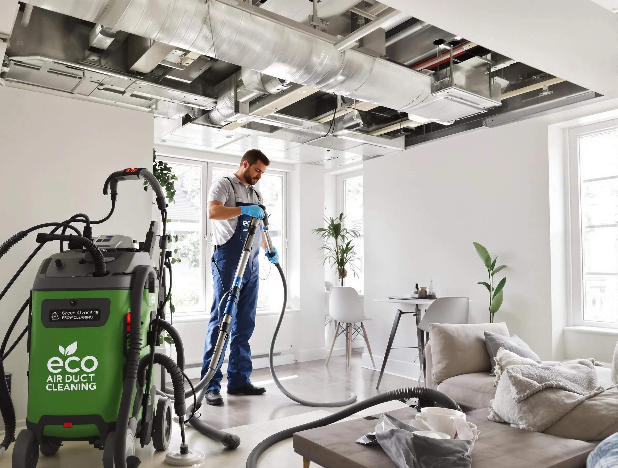 Guadalupe Air Duct Cleaning technician performing eco-friendly duct cleaning using sustainable methods in Guadalupe