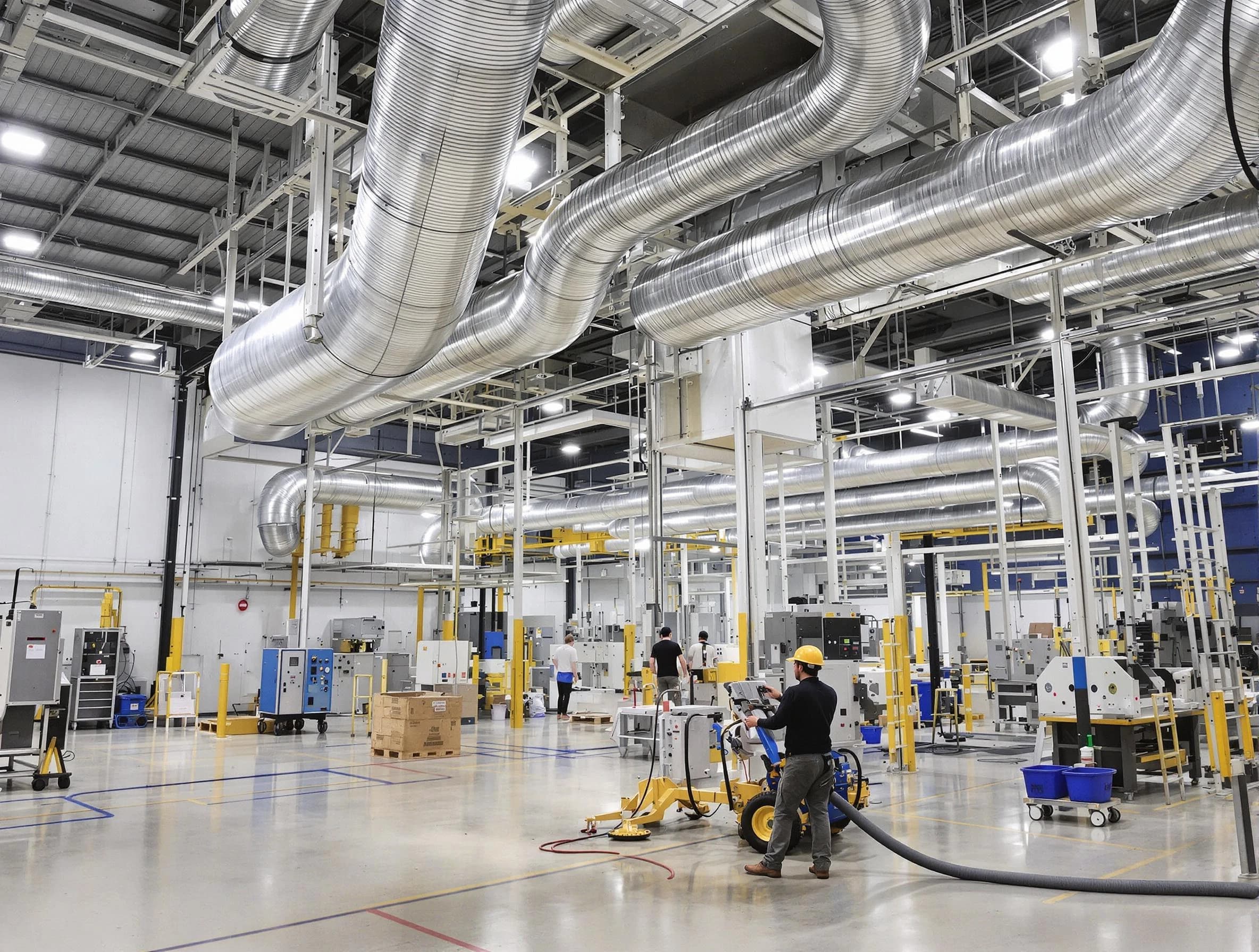 Guadalupe Air Duct Cleaning team performing comprehensive industrial duct cleaning at a large facility in Guadalupe