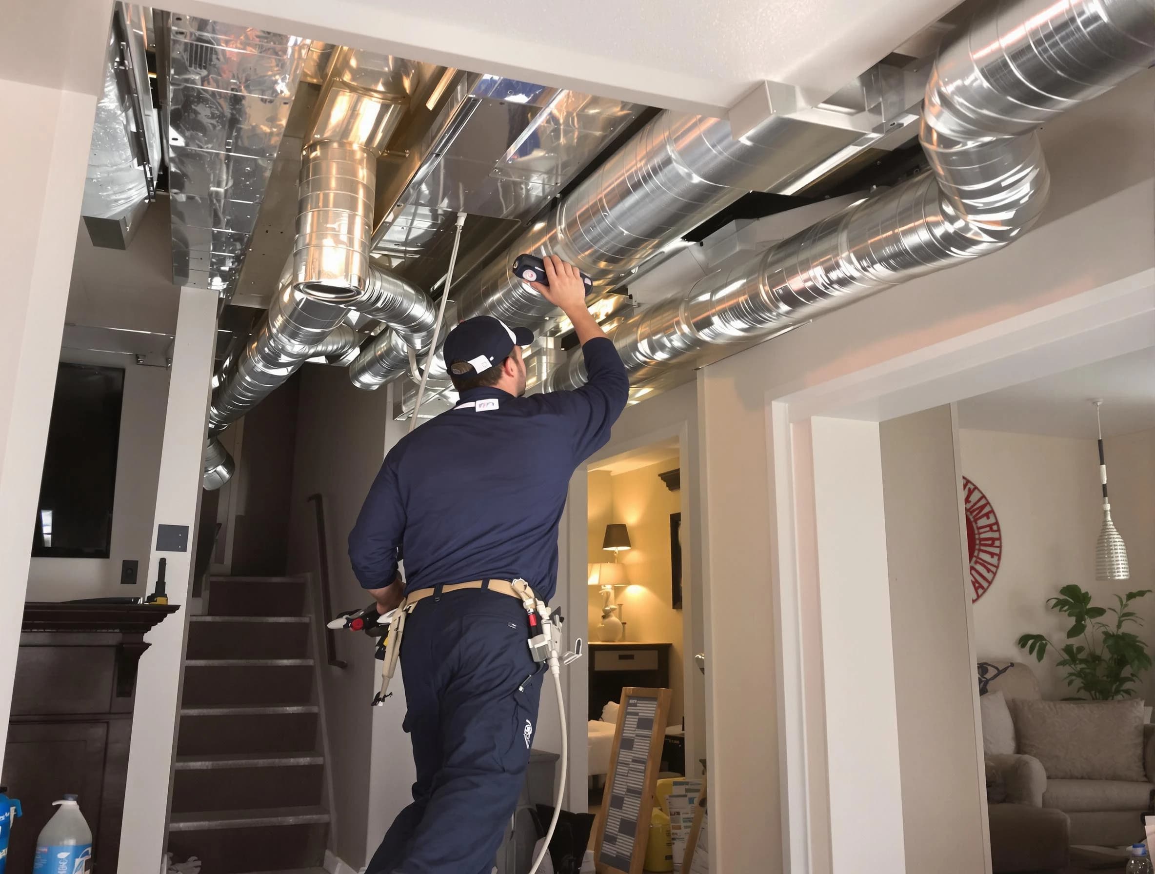 Guadalupe Air Duct Cleaning expert performing specialized duct cleaning in a mobile home in Guadalupe