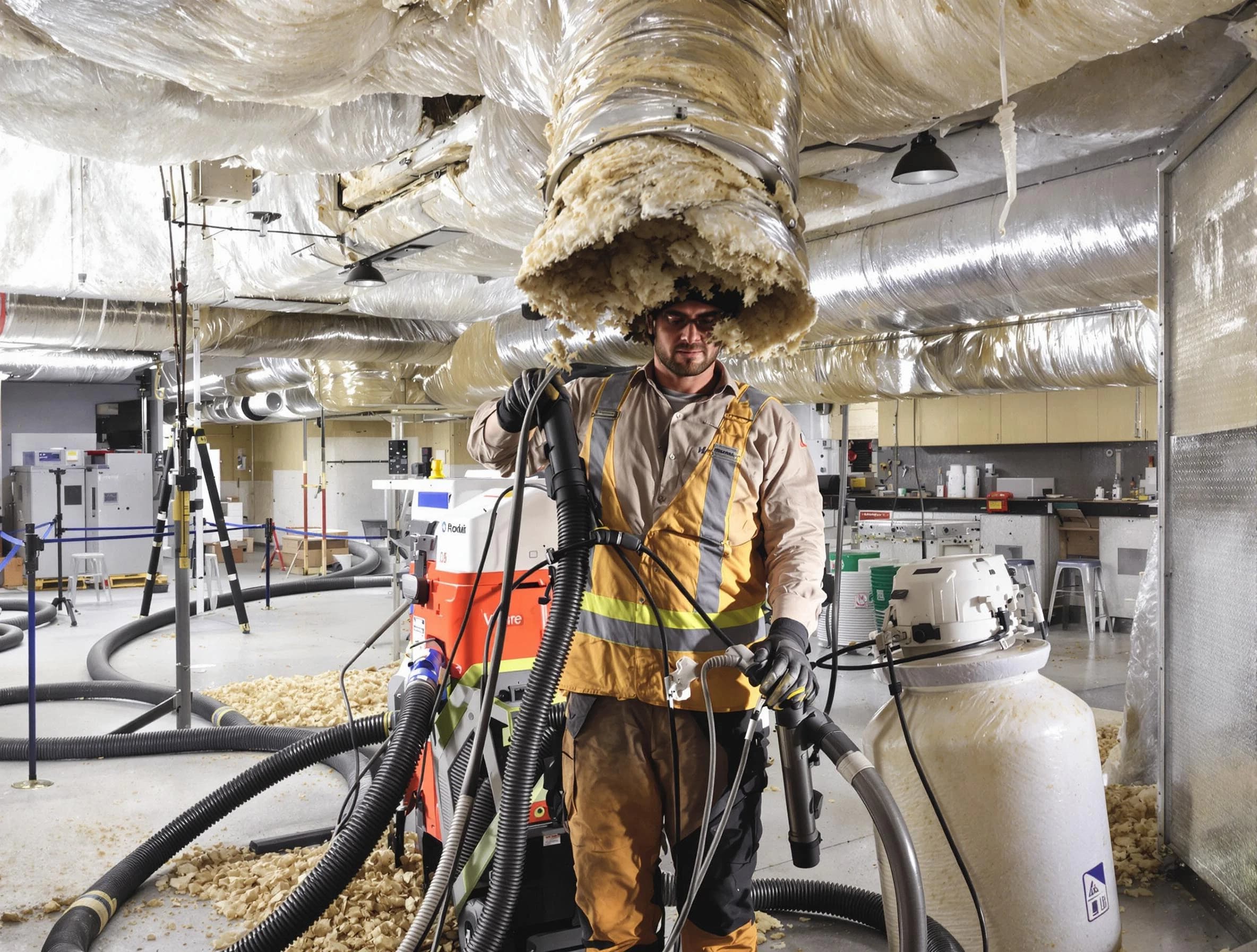 Professional vacuum insulation removal by Guadalupe Air Duct Cleaning expert in Guadalupe