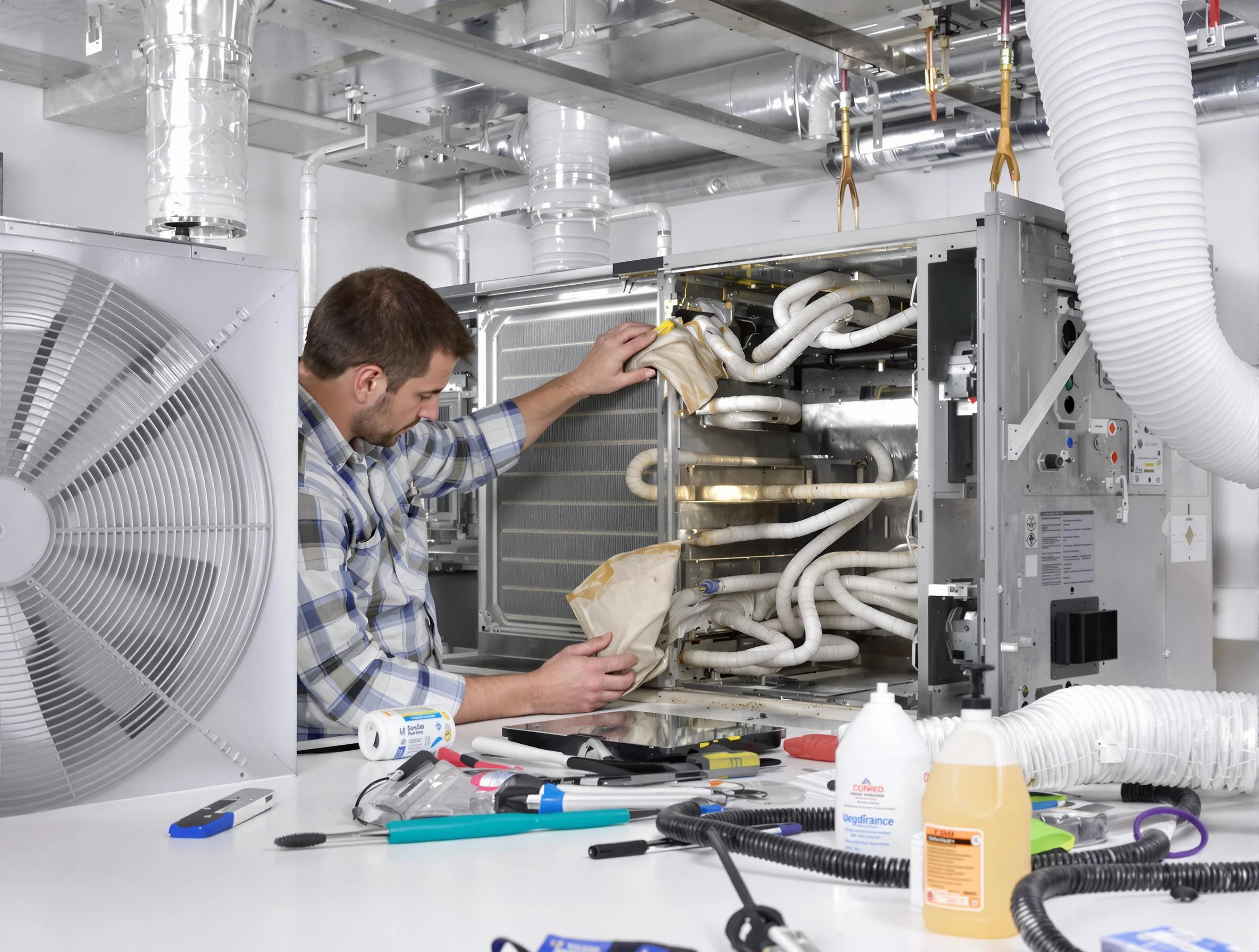 Guadalupe Air Duct Cleaning specialist performing precision AC coil cleaning in Guadalupe